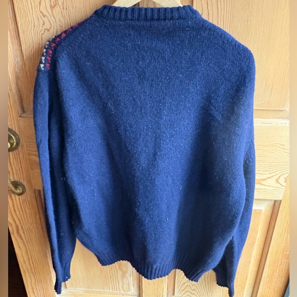VTG Navy 100% Wool Blend Fair Isle Crewneck Sweater size Men’s XL - Picture 4 of 5